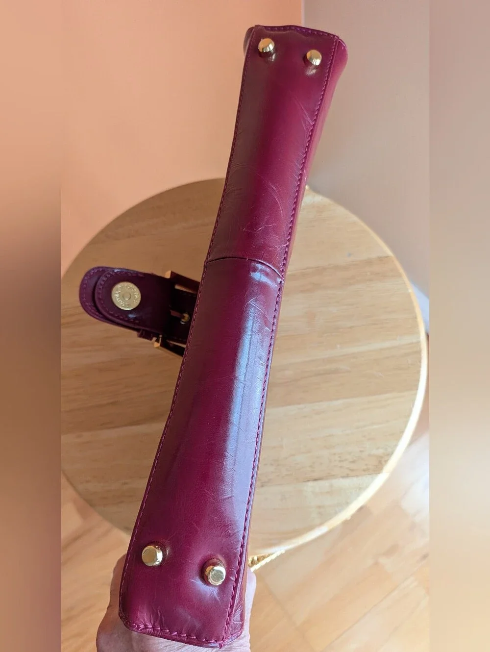 NEW The Find Burgundy Leather Shoulder Bag with Gold Chain